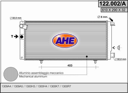 AHE 122.002/A - Radiators, Motora dzesēšanas sistēma autodraugiem.lv