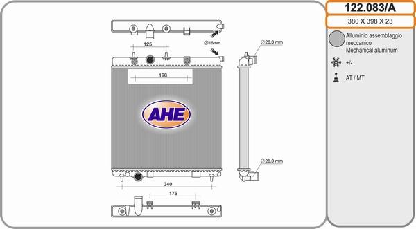 AHE 122.083/A - Radiators, Motora dzesēšanas sistēma autodraugiem.lv