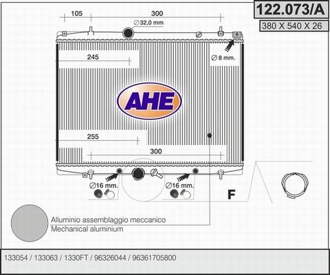 AHE 122.073/A - Radiators, Motora dzesēšanas sistēma autodraugiem.lv