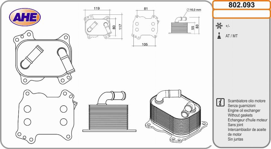 AHE 802.093 - Eļļas radiators, Motoreļļa autodraugiem.lv