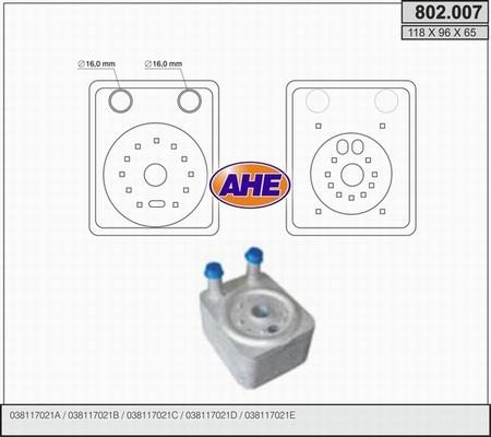 AHE 802.007 - Eļļas radiators, Motoreļļa autodraugiem.lv