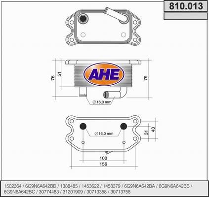 AHE 810.013 - Eļļas radiators, Motoreļļa autodraugiem.lv