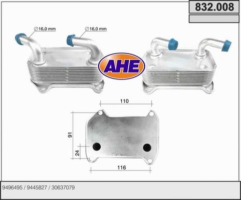 AHE 832.008 - Eļļas radiators, Motoreļļa autodraugiem.lv