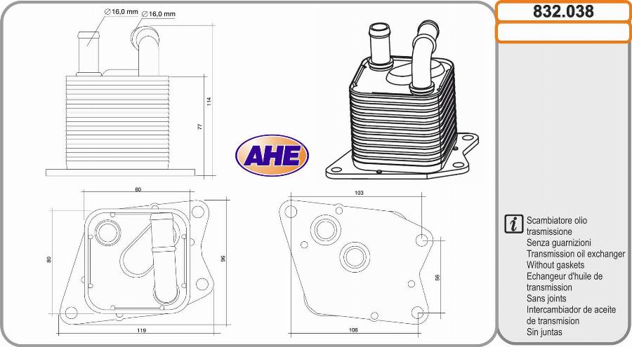 AHE 832.038 - Eļļas radiators, Motoreļļa autodraugiem.lv