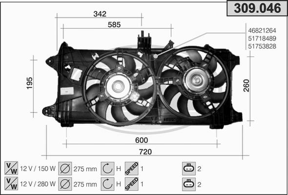 AHE 309.046 - Ventilators, Motora dzesēšanas sistēma autodraugiem.lv