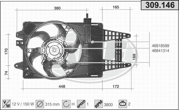 AHE 309.146 - Ventilators, Motora dzesēšanas sistēma autodraugiem.lv