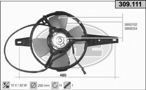 AHE 309.111 - Ventilators, Motora dzesēšanas sistēma autodraugiem.lv