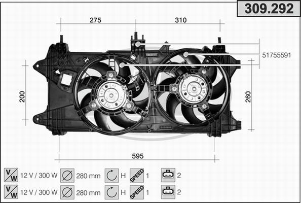 AHE 309.292 - Ventilators, Motora dzesēšanas sistēma autodraugiem.lv