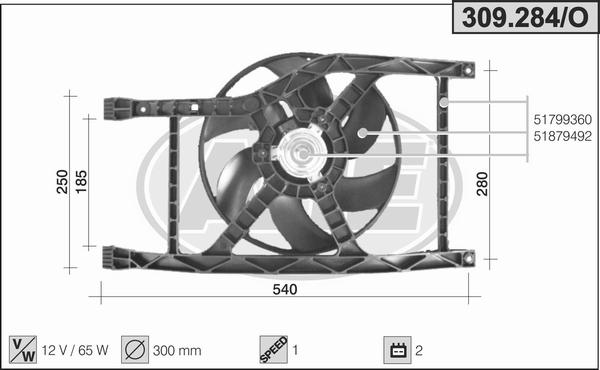 AHE 309.284/O - Ventilators, Motora dzesēšanas sistēma autodraugiem.lv