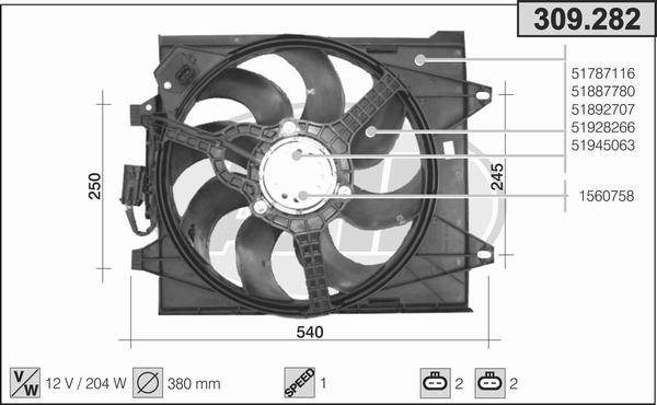 AHE 309.282 - Ventilators, Motora dzesēšanas sistēma autodraugiem.lv