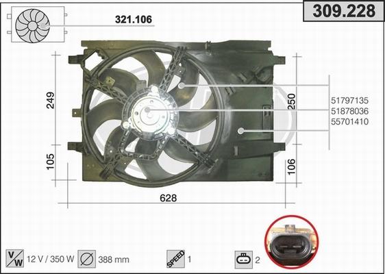 AHE 309.228 - Ventilators, Motora dzesēšanas sistēma autodraugiem.lv