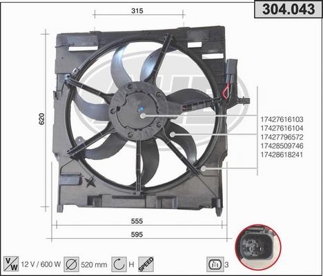 AHE 304.043 - Ventilators, Motora dzesēšanas sistēma autodraugiem.lv