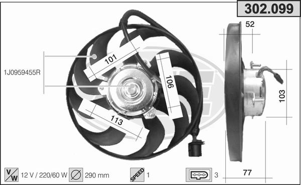 AHE 302.099 - Ventilators, Motora dzesēšanas sistēma autodraugiem.lv