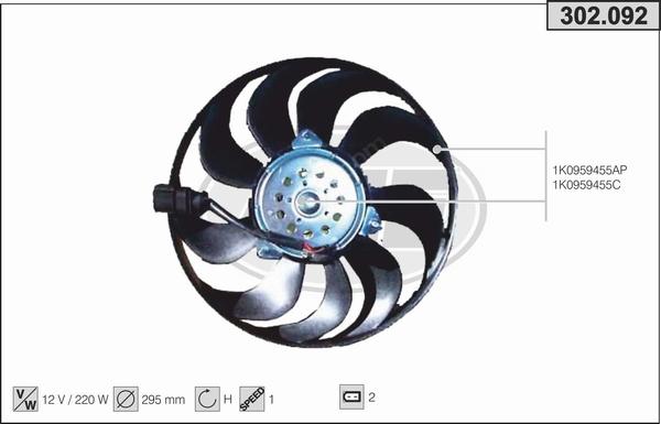 AHE 302.092 - Ventilators, Motora dzesēšanas sistēma autodraugiem.lv