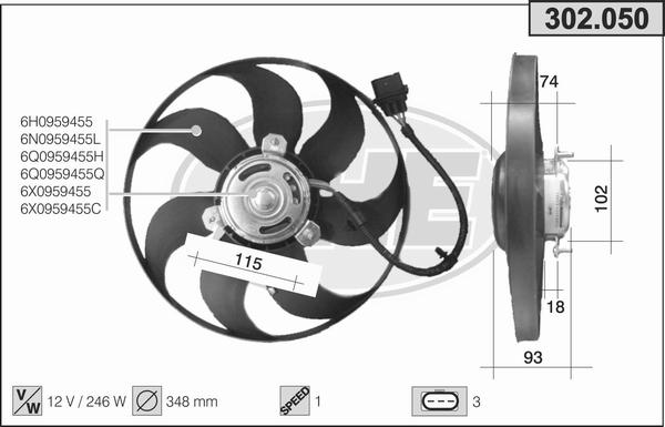 AHE 302.050 - Ventilators, Motora dzesēšanas sistēma autodraugiem.lv