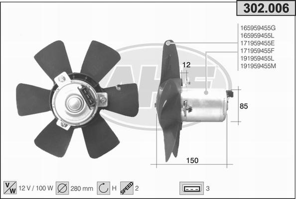 AHE 302.006 - Ventilators, Motora dzesēšanas sistēma autodraugiem.lv