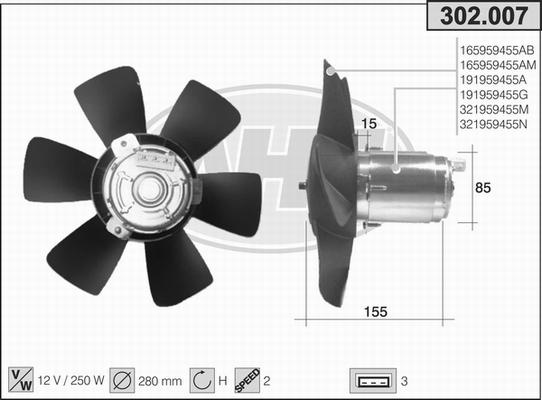 AHE 302.007 - Ventilators, Motora dzesēšanas sistēma autodraugiem.lv