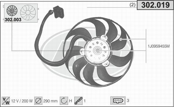 AHE 302.019 - Ventilators, Motora dzesēšanas sistēma autodraugiem.lv