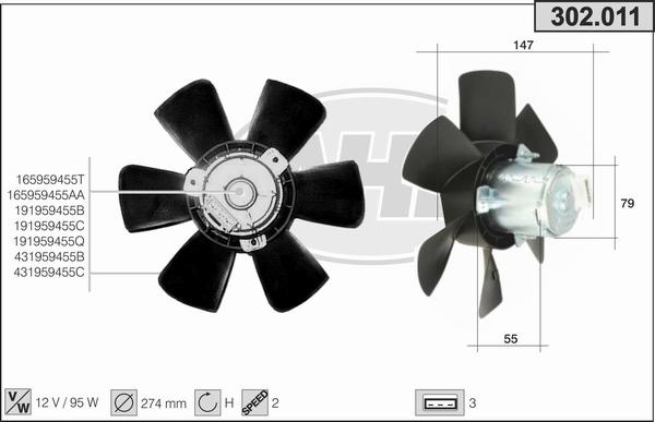 AHE 302.011 - Ventilators, Motora dzesēšanas sistēma autodraugiem.lv