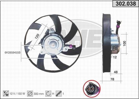 AHE 302.038 - Ventilators, Motora dzesēšanas sistēma autodraugiem.lv