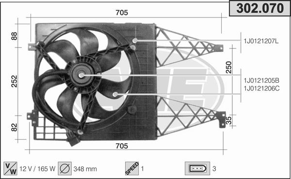 AHE 302.070 - Ventilators, Motora dzesēšanas sistēma autodraugiem.lv