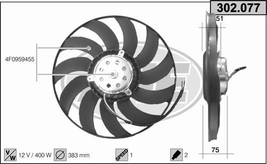 AHE 302.077 - Ventilators, Motora dzesēšanas sistēma autodraugiem.lv