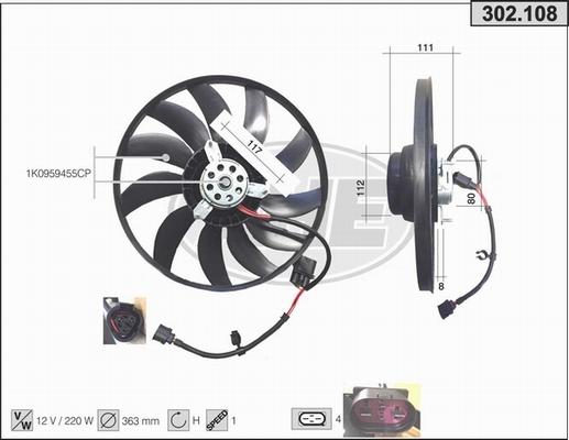 AHE 302.108 - Ventilators, Motora dzesēšanas sistēma autodraugiem.lv