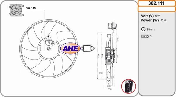 AHE 302.111 - Ventilators, Motora dzesēšanas sistēma autodraugiem.lv