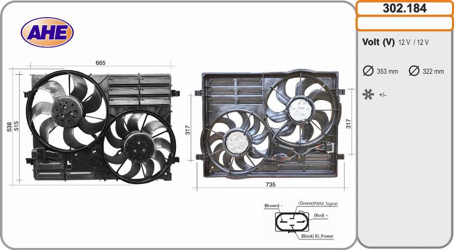 AHE 302.184 - Ventilators, Motora dzesēšanas sistēma autodraugiem.lv