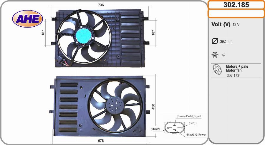 AHE 302.185 - Ventilators, Motora dzesēšanas sistēma autodraugiem.lv