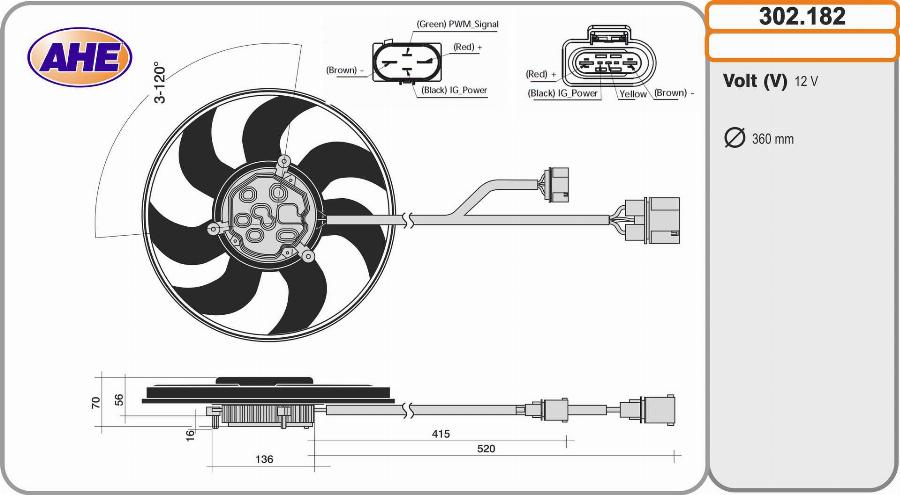 AHE 302.182 - Ventilators, Motora dzesēšanas sistēma autodraugiem.lv