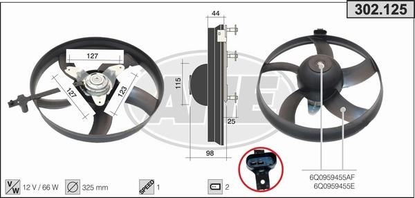 AHE 302.125 - Ventilators, Motora dzesēšanas sistēma autodraugiem.lv