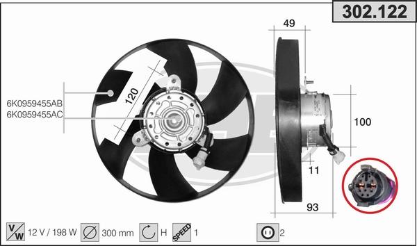 AHE 302.122 - Ventilators, Motora dzesēšanas sistēma autodraugiem.lv