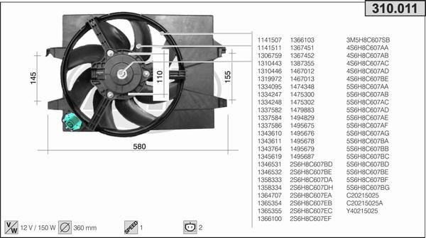 AHE 310.011 - Ventilators, Motora dzesēšanas sistēma autodraugiem.lv