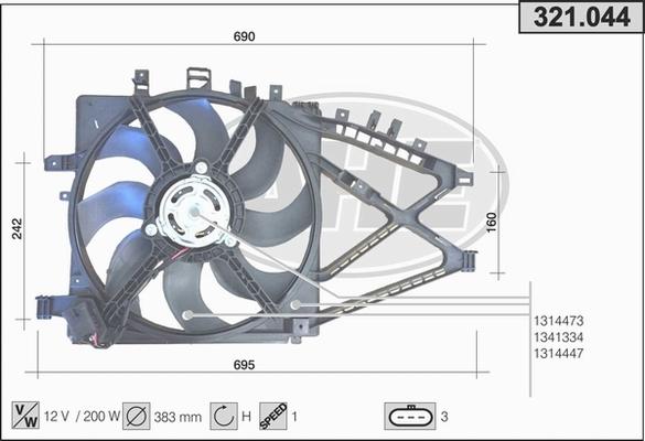 AHE 321.044 - Ventilators, Motora dzesēšanas sistēma autodraugiem.lv