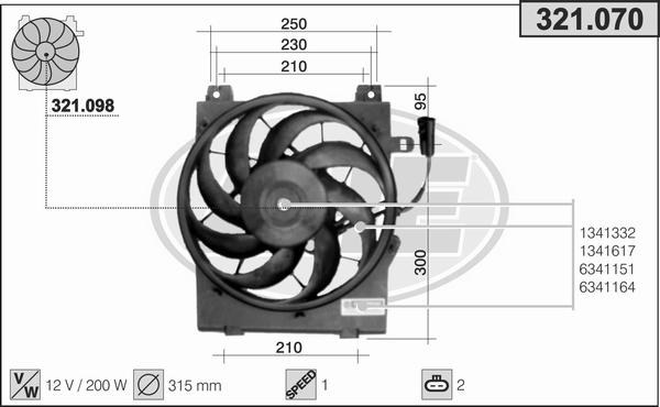 AHE 321.070 - Ventilators, Motora dzesēšanas sistēma autodraugiem.lv