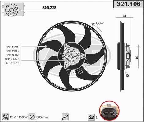 AHE 321.106 - Ventilators, Motora dzesēšanas sistēma autodraugiem.lv