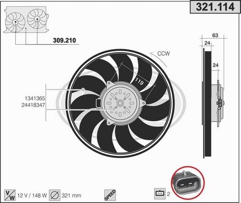 AHE 321.114 - Ventilators, Motora dzesēšanas sistēma autodraugiem.lv