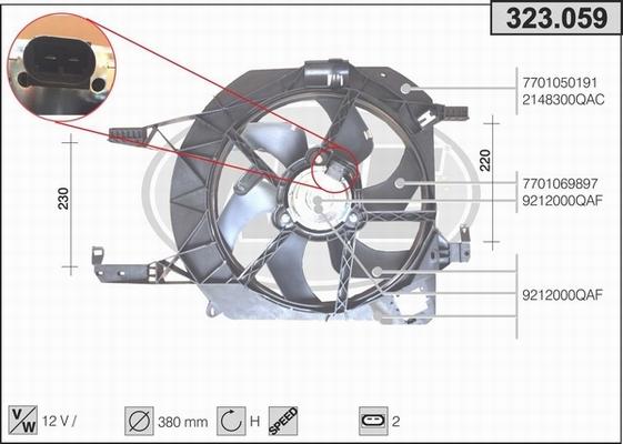 AHE 323.059 - Ventilators, Motora dzesēšanas sistēma autodraugiem.lv