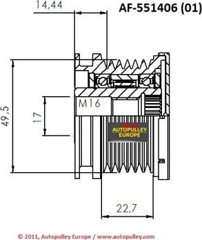 AINDE AF551406 - Piedziņas skriemelis, Ģenerators autodraugiem.lv