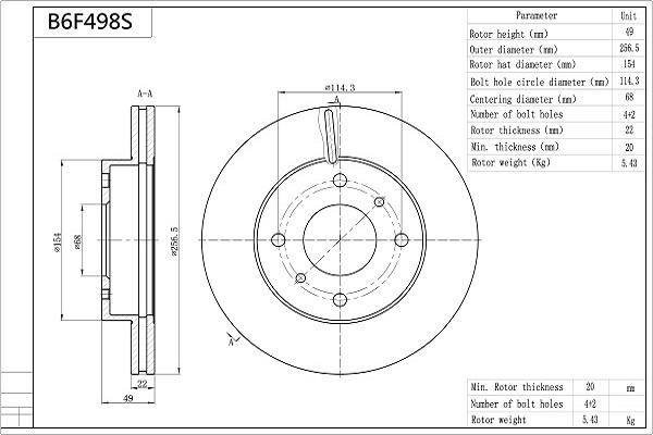 Aisin B6F498S - Bremžu diski autodraugiem.lv