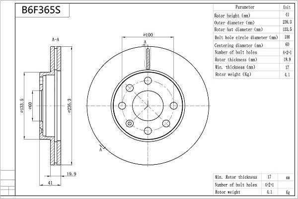 Aisin B6F365S - Bremžu diski autodraugiem.lv