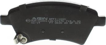 AISIN BPFI-1020 - Bremžu uzliku kompl., Disku bremzes autodraugiem.lv