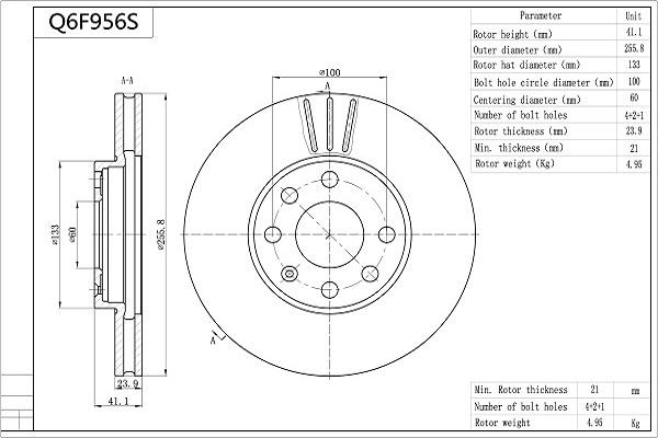 Aisin Q6F956S - Bremžu diski autodraugiem.lv