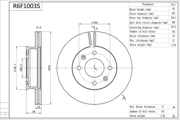 Aisin R6F1003S - Bremžu diski autodraugiem.lv
