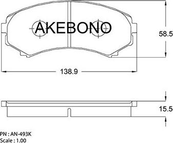 Akebono AN-493K - Bremžu uzliku kompl., Disku bremzes autodraugiem.lv