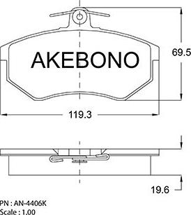 Akebono AN-4406KE - Bremžu uzliku kompl., Disku bremzes autodraugiem.lv