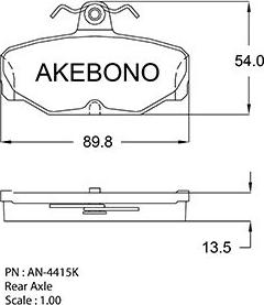 Akebono AN-4415KE - Bremžu uzliku kompl., Disku bremzes autodraugiem.lv