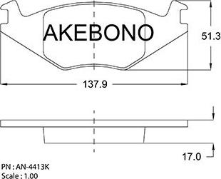 Akebono AN-4413KE - Bremžu uzliku kompl., Disku bremzes autodraugiem.lv