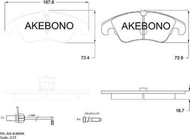 Akebono AN-4548WK - Bremžu uzliku kompl., Disku bremzes autodraugiem.lv